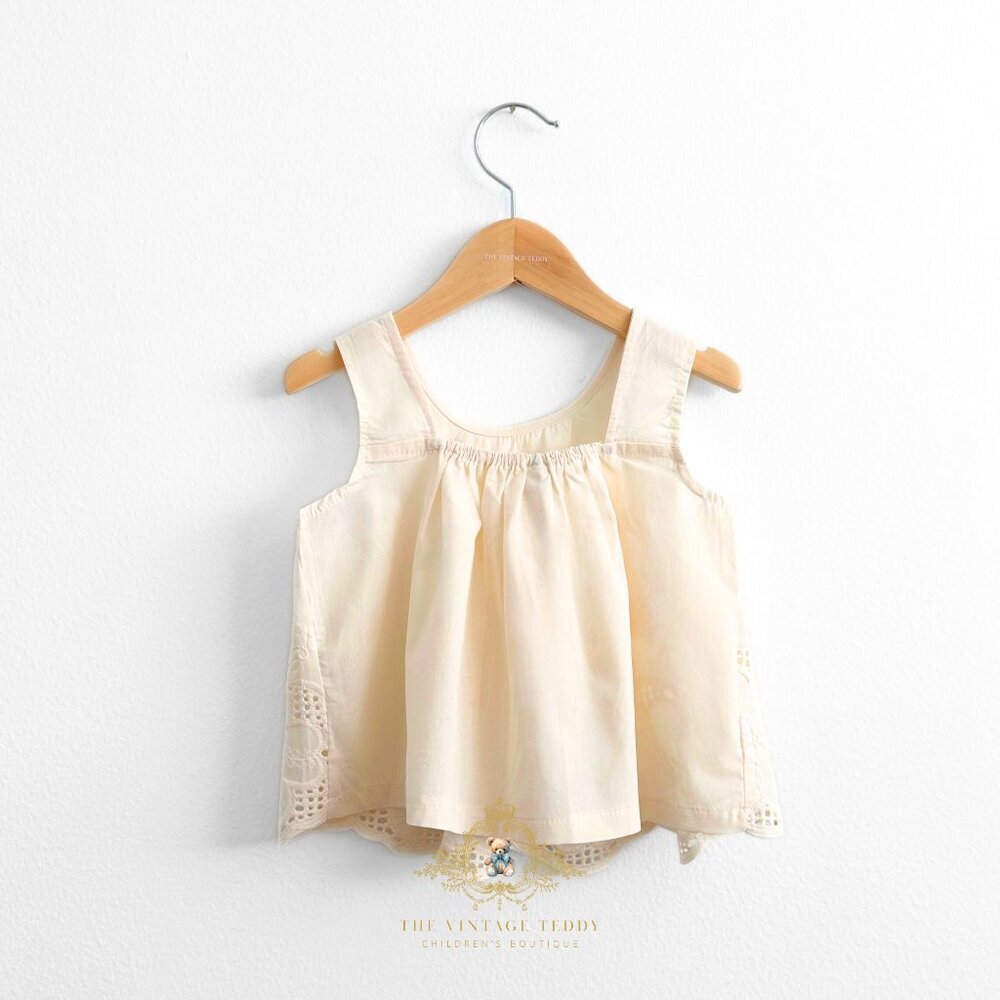 NWT Pretty Girls Blouse Lovely Floral Eyelet Lace Embroidery Bohemian Cream 5T - Picture 2 of 3